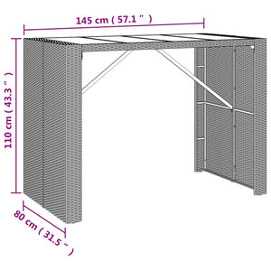7-tlg. Gartenbar-Set Grau Poly Rattan & Massivholz Akazie