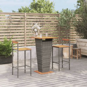 3-tlg. Gartenbar Set Grau Akazie