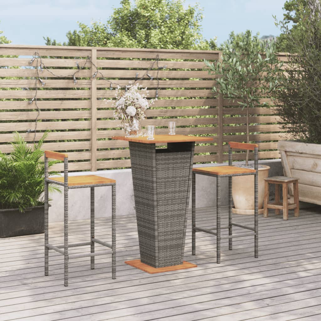 3-tlg. Gartenbar Set Grau Akazie