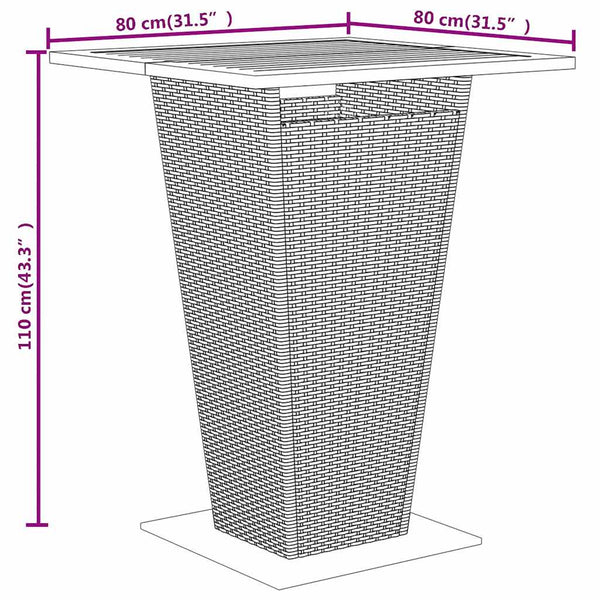 5-tlg. Gartenbar-Set Schwarz Poly Rattan & Massivholz Akazie