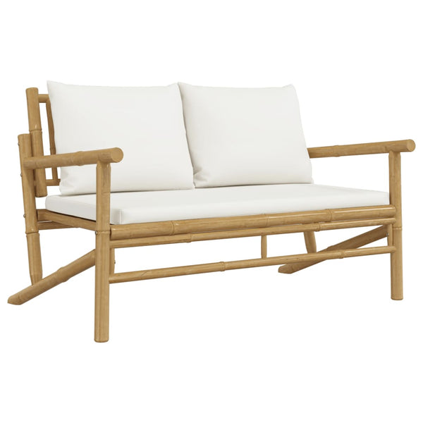 vidaXL Banc de jardin avec coussins blanc crème en bambou