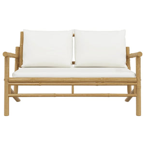 vidaXL Banc de jardin avec coussins blanc crème en bambou