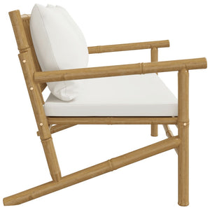 vidaXL Banc de jardin avec coussins blanc crème en bambou