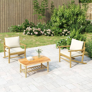 Bambus Gartenstühle mit Kissen, 2er Set