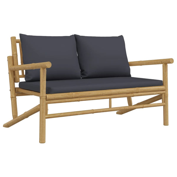 vidaXL Banc de jardin avec coussins gris foncé Bambou