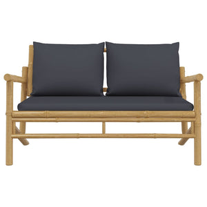 vidaXL Banc de jardin avec coussins gris foncé Bambou