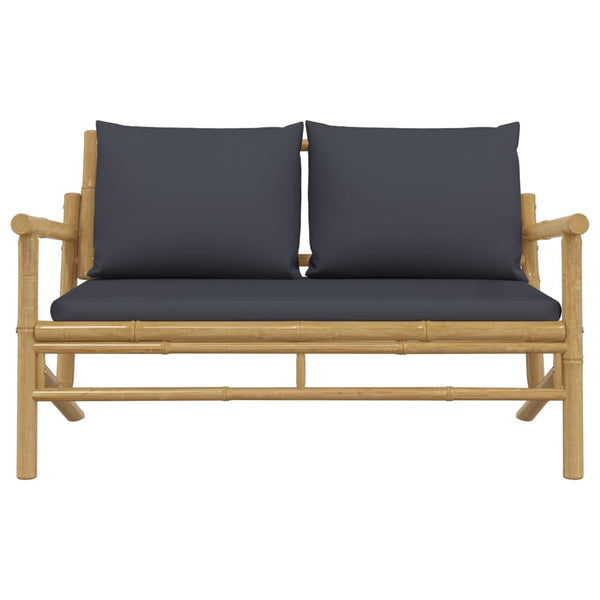 vidaXL Banc de jardin avec coussins gris foncé Bambou