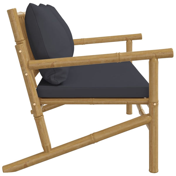 vidaXL Banc de jardin avec coussins gris foncé Bambou