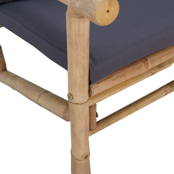 vidaXL Banc de jardin avec coussins gris foncé Bambou