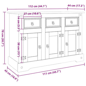 Sideboard Corona Braun Kiefer Massivholz 112 cm