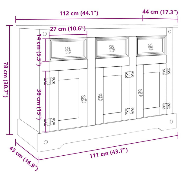 Massivholz Sideboard Corona, Mexikanische Kiefer