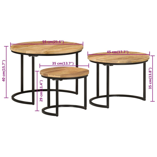 Satztische 3er Set Mango Massivholz