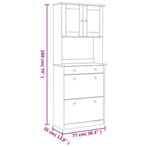 Highboard ALTA Weiß Kiefer Massivholz 77x188cm