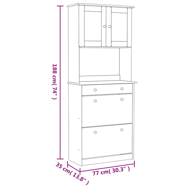 Highboard ALTA Weiß Kiefer Massivholz 77x188cm