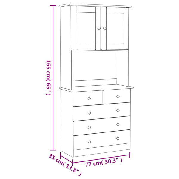Highboard ALTA Weiß 77x35x165cm Kiefer Massivholz