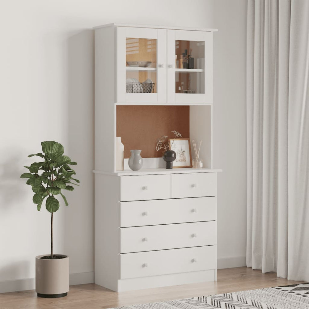 Highboard ALTA Weiß 77x35x165cm Kiefer Massivholz