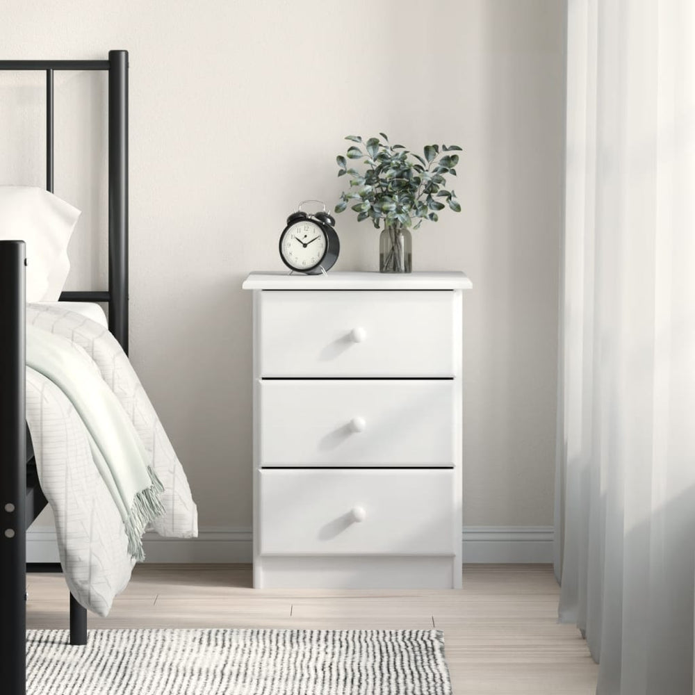 vidaXL ALTA Nightstand White 41x35x55.5 cm Solid Pine Wood