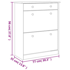 Massivholz Schuhschrank Kiefer 77x96cm