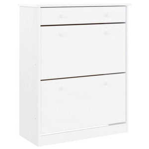 Weißer Schuhschrank Kiefer Massivholz 77x96cm