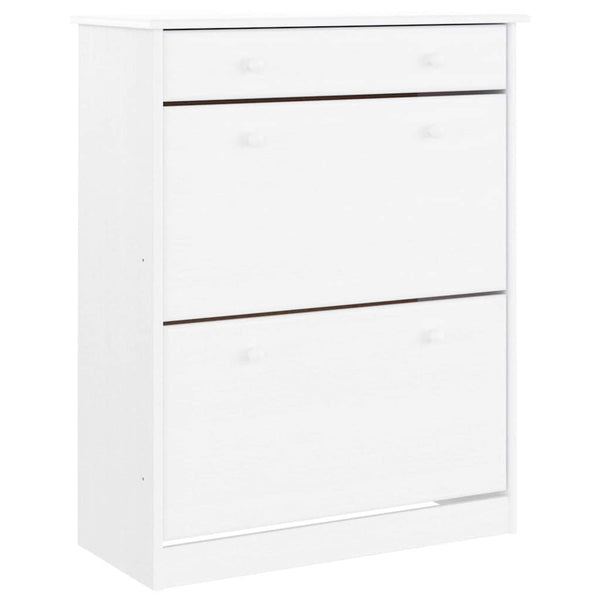 Weißer Schuhschrank Kiefer Massivholz 77x96cm