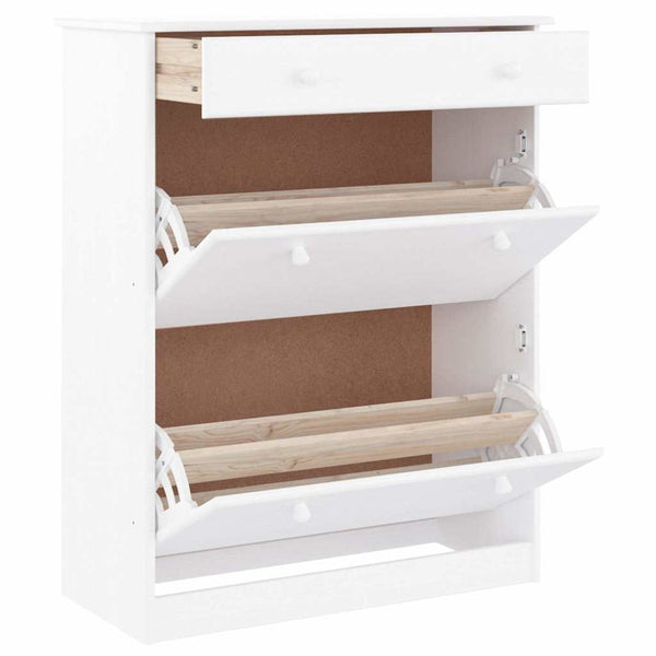Weißer Schuhschrank Kiefer Massivholz 77x96cm