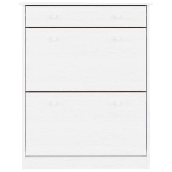 Weißer Schuhschrank Kiefer Massivholz 77x96cm