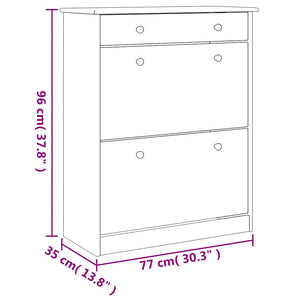 Weißer Schuhschrank Kiefer Massivholz 77x96cm