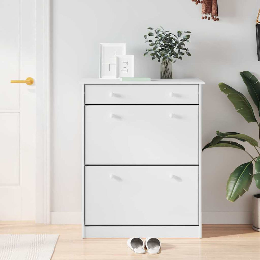 vidaXL Shoe Cabinet ALTA White 77x35x96 cm Solid Pine Wood