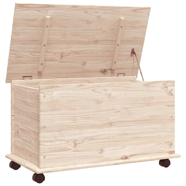 Kiefernholz Truhe mit Rollen 73x40cm