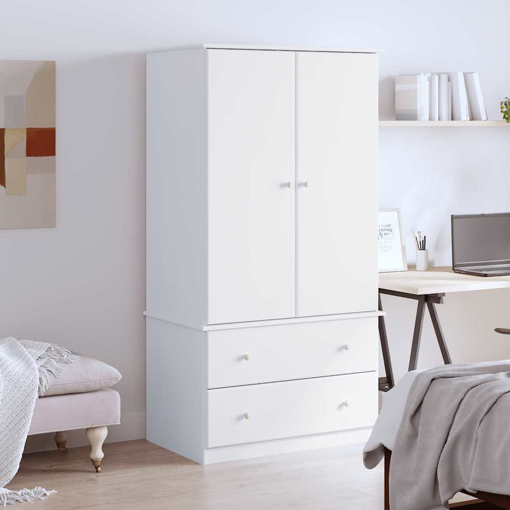 Weißer Kleiderschrank ALTA Kiefer Massivholz 90x55x170 cm