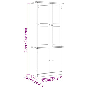 Vitrinenschrank ALTA Kiefer Massivholz 77x186,5 cm