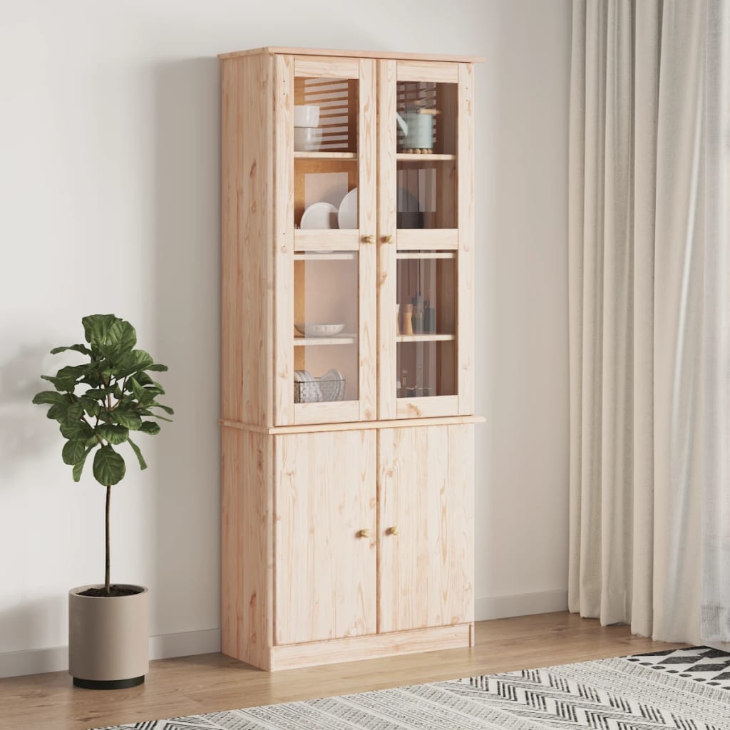 Vitrinenschrank ALTA Kiefer Massivholz 77x186,5 cm