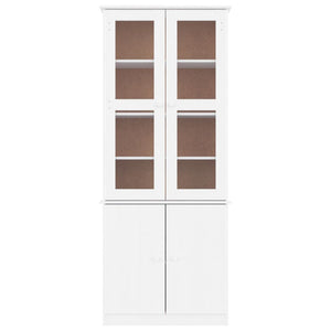 Vitrinenschrank ALTA Weiß Kiefer Massivholz