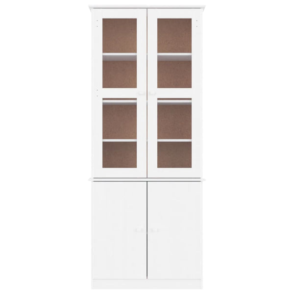 Vitrinenschrank ALTA Weiß Kiefer Massivholz