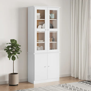 Vitrinenschrank ALTA Weiß Kiefer Massivholz