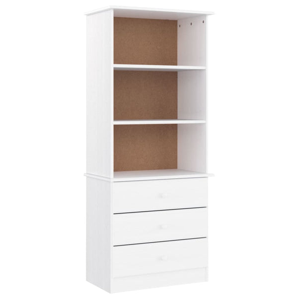 Bücherregal Weiß Kiefer mit Schubladen 60x142 cm