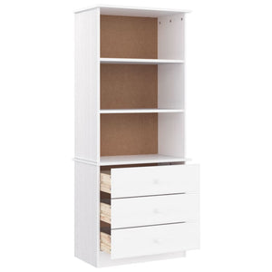 Bücherregal Weiß Kiefer mit Schubladen 60x142 cm