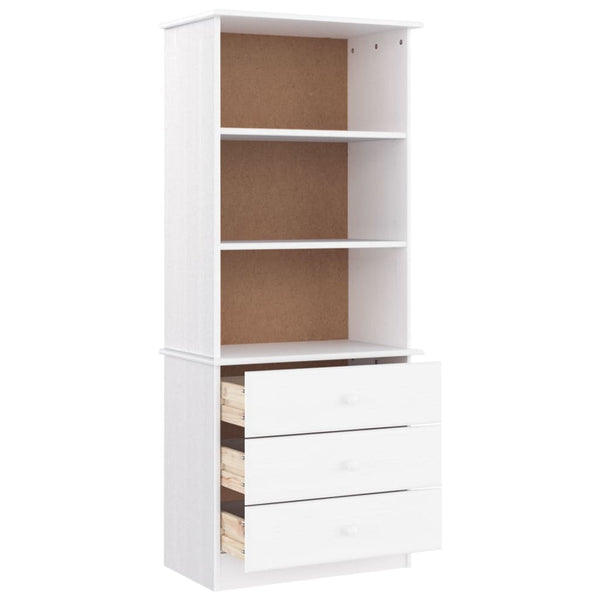Bücherregal Weiß Kiefer mit Schubladen 60x142 cm