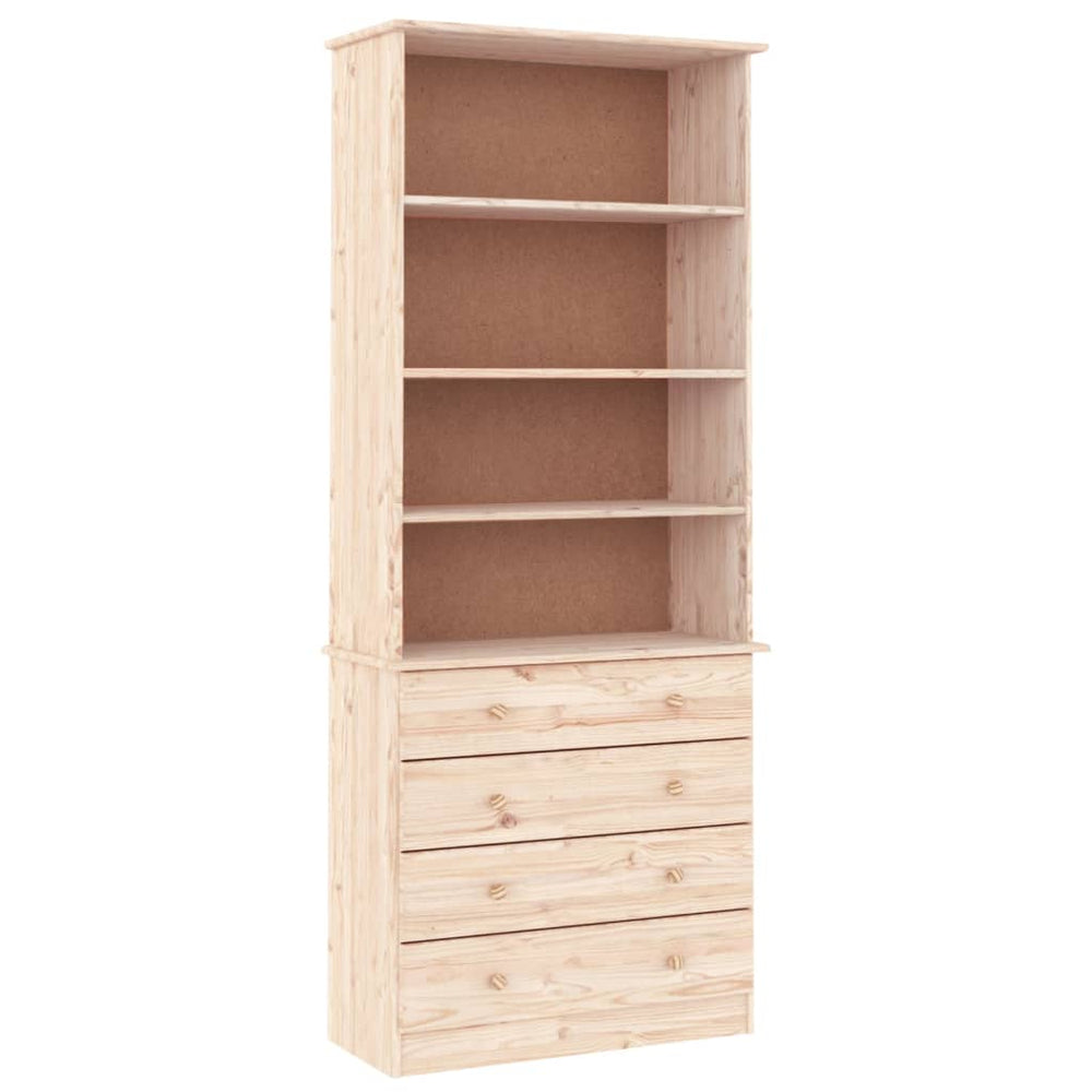 Bücherregal Kiefer Massivholz mit Schubladen