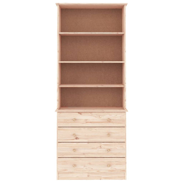 Bücherregal Kiefer Massivholz mit Schubladen