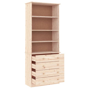 Bücherregal Kiefer Massivholz mit Schubladen