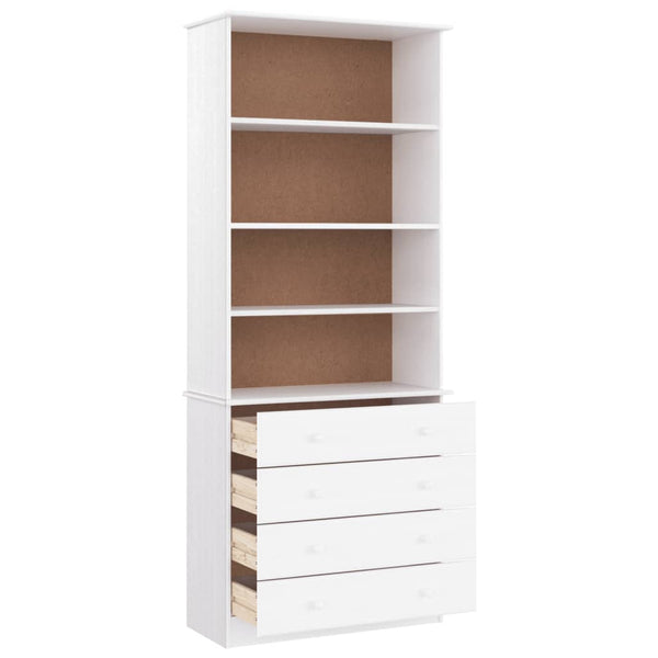 Bücherregal Weiß Kiefer mit Schubladen