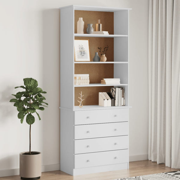 Bücherregal Weiß Kiefer mit Schubladen