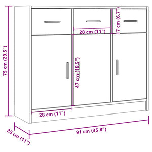 Sideboard Sonoma Eiche 91x28x75 cm