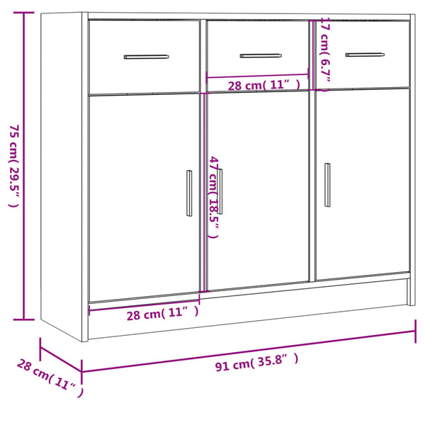 Sideboard Räuchereiche 91 cm