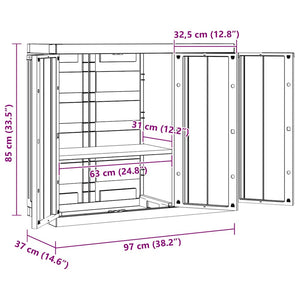 Gartenschrank Grau Schwarz 97x37x85cm