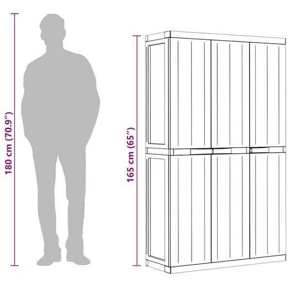 Gartenschrank Grau/Schwarz 97x37x165cm