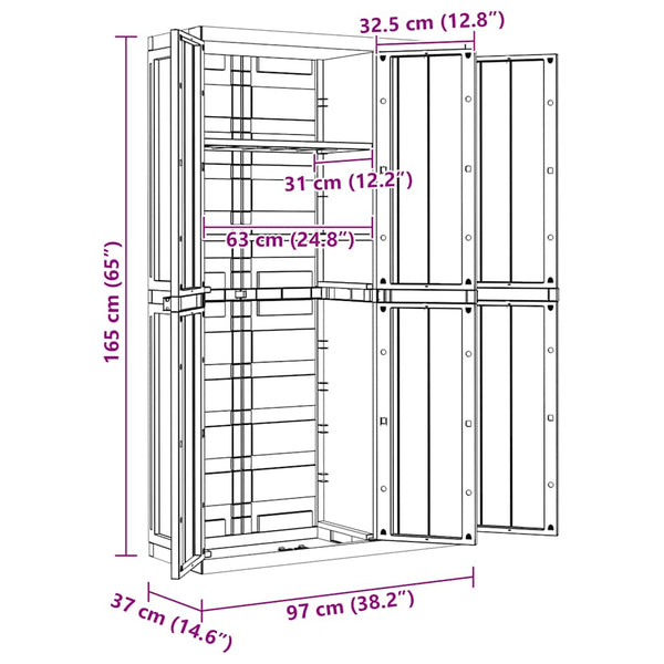Gartenschrank Schwarz 97x37x165 cm