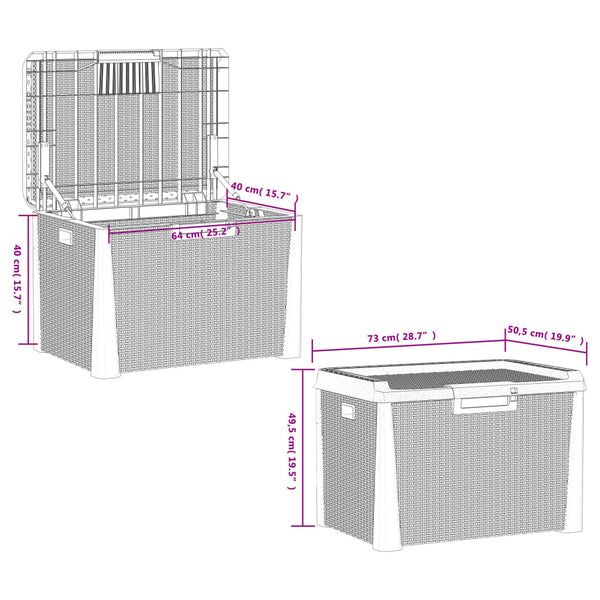 vidaXL Coffre de rangement de jardin marron 125 L PP