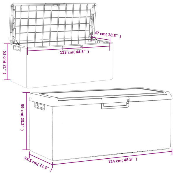 vidaXL Coffre de jardin avec coussin anthracite 350 L PP